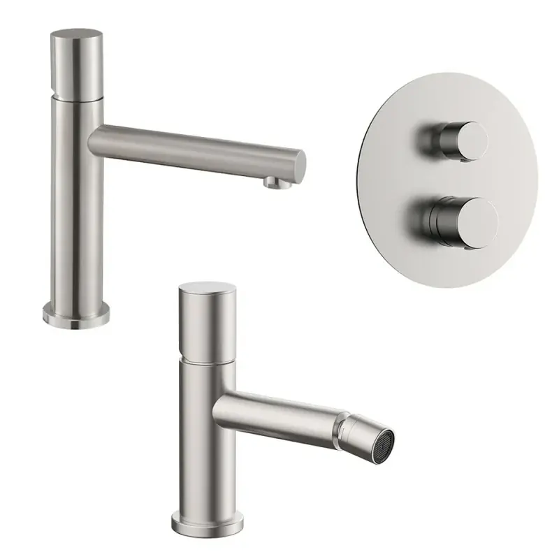 Set miscelatori satinati lavabo bidet e doccia con deviatore a 2 vie Gemini Offerta Speciale