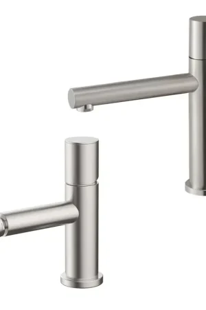A Buon Prezzo Set miscelatori lavabo e bidet satinato senza leva in acciaio inox Gemini