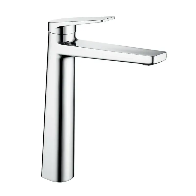 Reso Gratuito Miscelatore lavabo alto in ottone cromo con sottile leva monocomando Nemes
