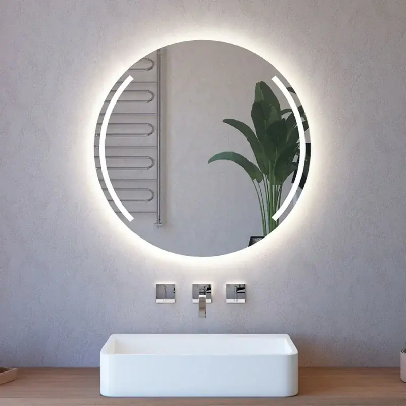 Spedizione Espresso Specchio LED 75 cm con doppia sabbiatura ad arco e illuminazione perimetrale