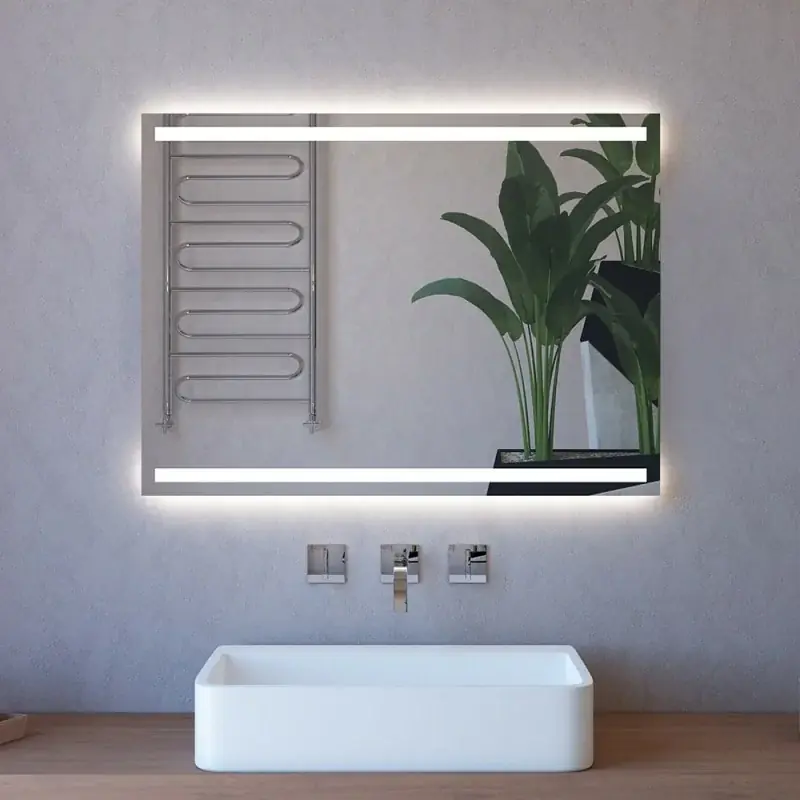 Offerta Limitata Specchio reversibile 100x70 fasce LED retroilluminate e illuminazione perimetrale