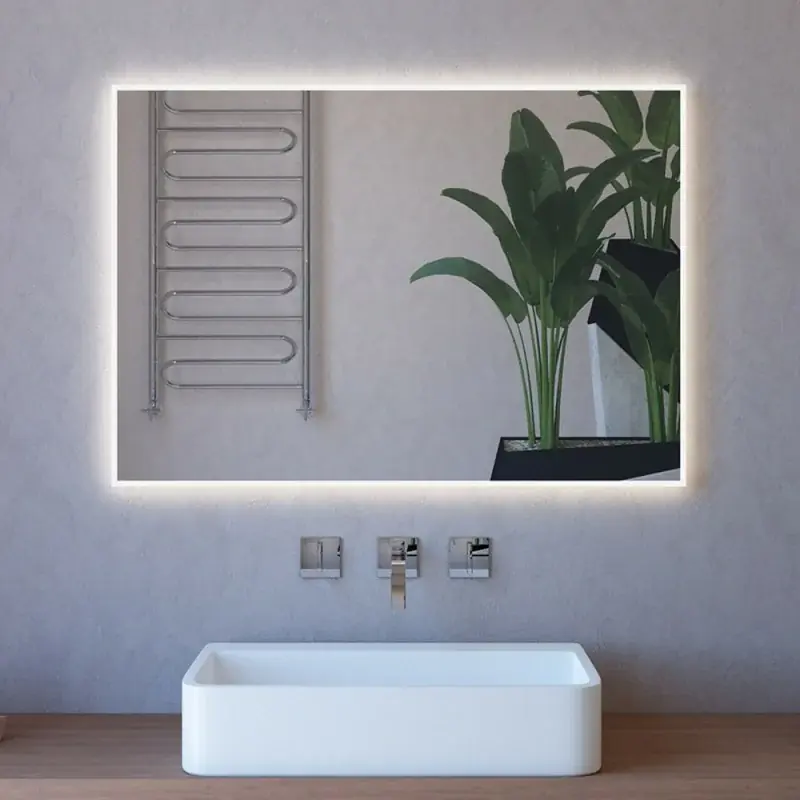 Specchiera retroilluminata LED 110x80 reversibile sabbiatura perimetrale 1 cm A Buon Prezzo