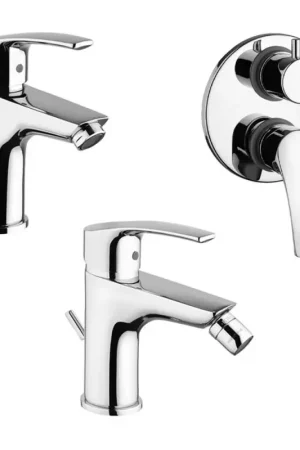Vendita Finale Set miscelatori lavabo bidet e doccia a due vie cromato New Berry di Paini Rubinetterie