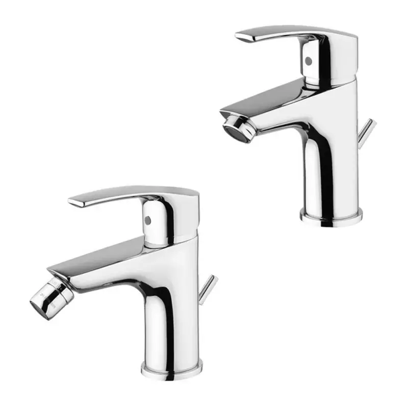 Prezzo Ridotto Set miscelatori lavabo e bidet cromato con piletta New Berry di Paini Rubinetterie
