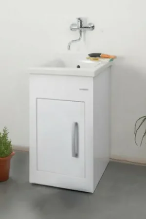 A Buon Prezzo Mobile lavatoio in alluminio bianco 45x50 cm con apertura a sinistra Still Montegrappa