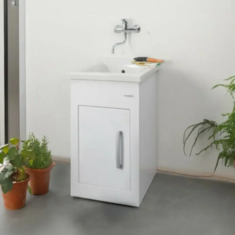 A Buon Prezzo Mobile lavatoio in alluminio bianco 45x50 cm con apertura a sinistra Still Montegrappa