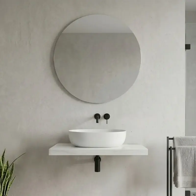 Affare Mensolone bagno 80 cm in legno effetto marmo bianco carrara Levia
