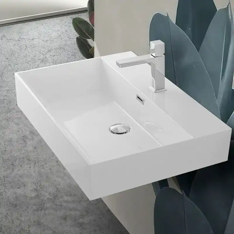 Offerta Speciale Lavabo sospeso rettangolare in resina 60 cm bianco lucido Loto
