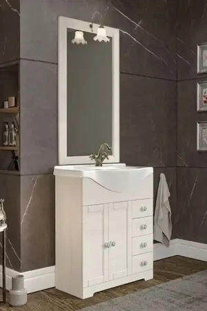 Ordina Subito Mobile bagno a terra 75 cm bianco decape con lavabo e specchio Romantica