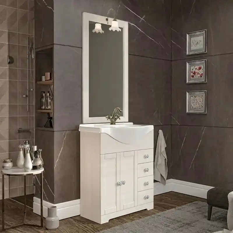 Ordina Subito Mobile bagno a terra 75 cm bianco decape con lavabo e specchio Romantica