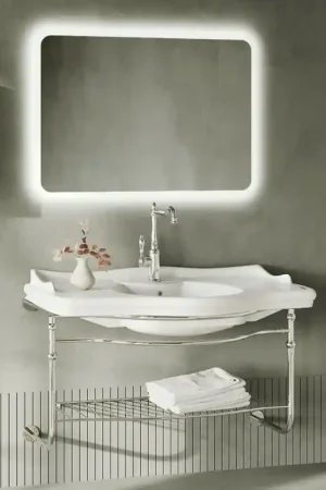 Mobile bagno sospeso 115 cm in metallo cromato con lavabo Gardenia Sconto
