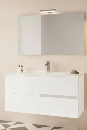 Non Perdere Mobile bagno sospeso 100 bianco lucido con lavabo e specchio LED Eva