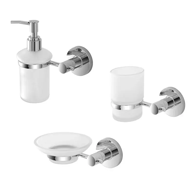 Reso Gratuito Set accessori a muro 3 pezzi in metallo cromato e ABS viti incluse Sprint