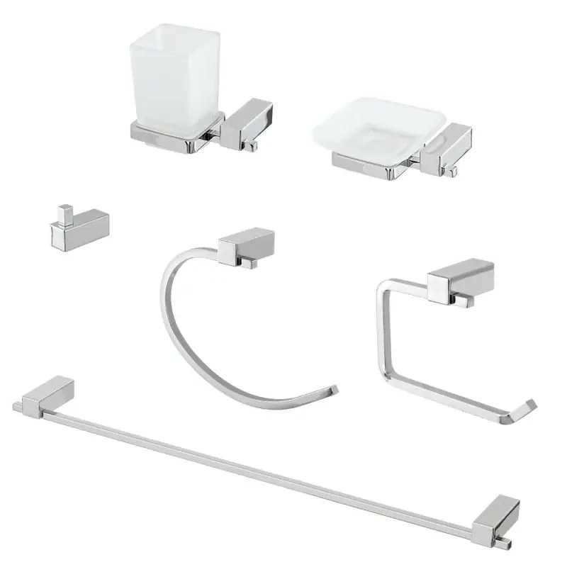 Popolare Set accessori a muro 6 pezzi in acciaio cromato e viti incluse Unica