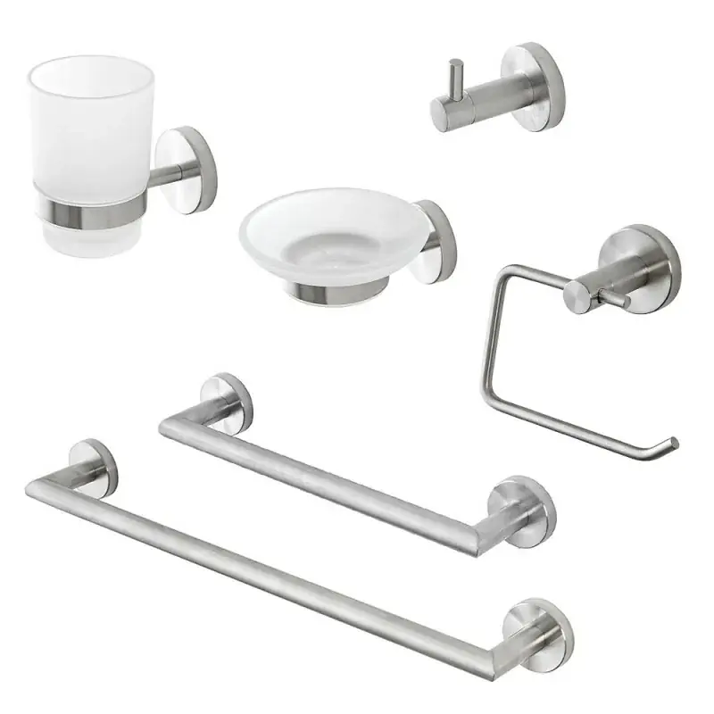 Set accessori a muro 6 pezzi in acciaio inox satinato e viti incluse Galassia Compra Online