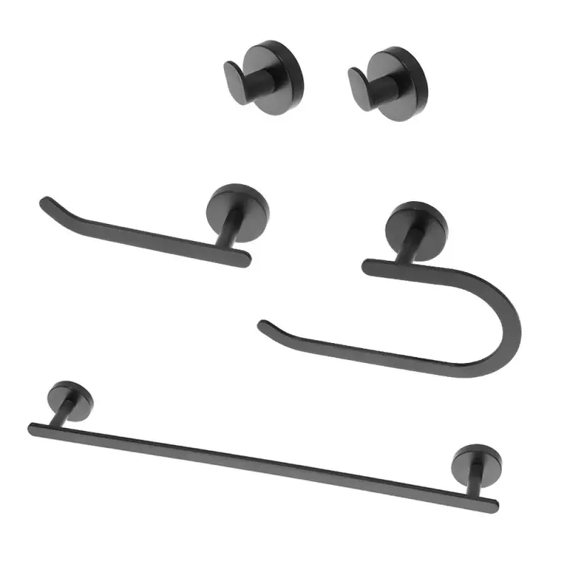 Set accessori a muro 5 pezzi in acciaio nero opaco e viti incluse Chic Black Economico