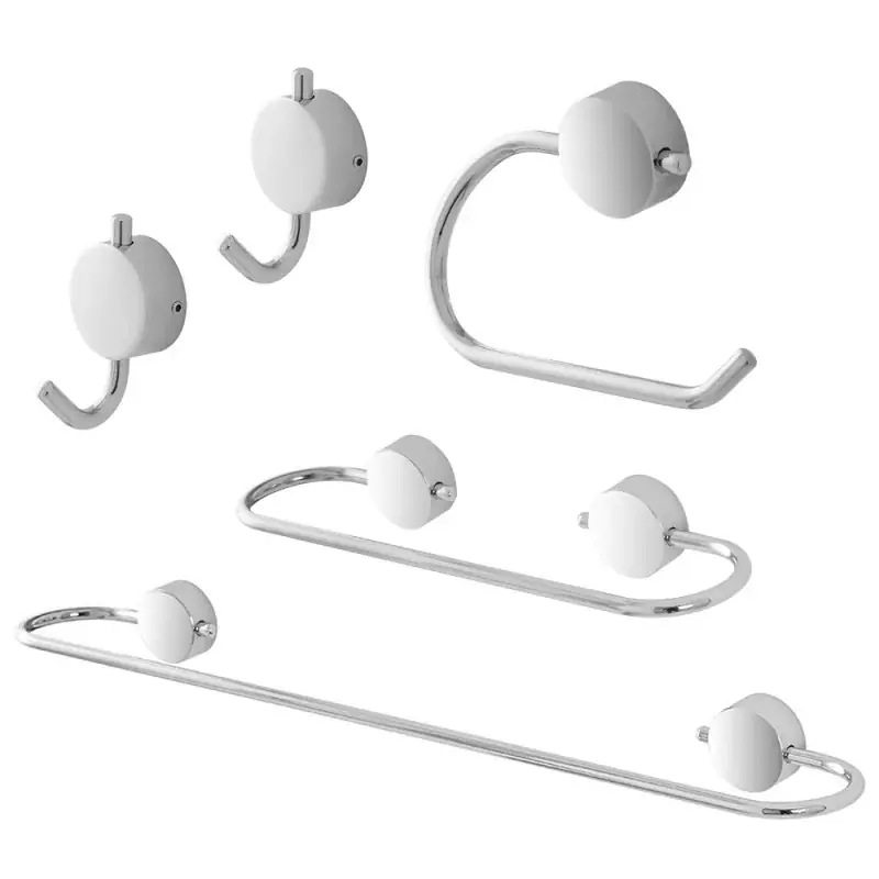 Prezzo Di Fabbrica Set accessori a muro 5 pezzi in acciaio cromato e viti incluse Plaza