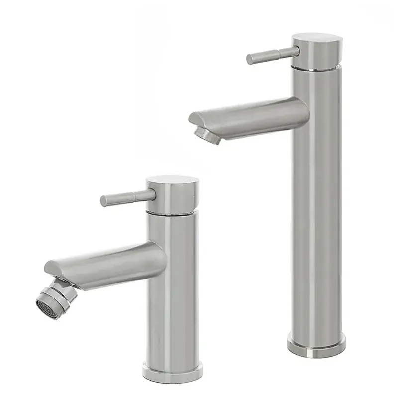 Super Prezzo Set miscelatori lavabo alto e bidet acciaio spazzolato e piletta click-clack York