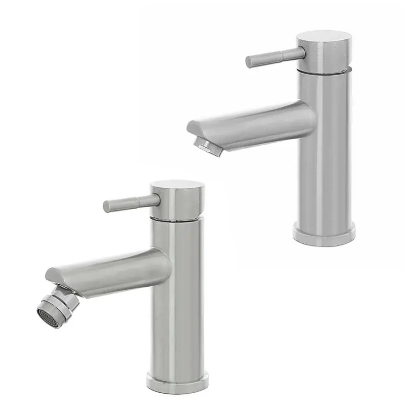 Offerta Speciale Set miscelatori lavabo e bidet acciaio spazzolato e piletta click-clack York