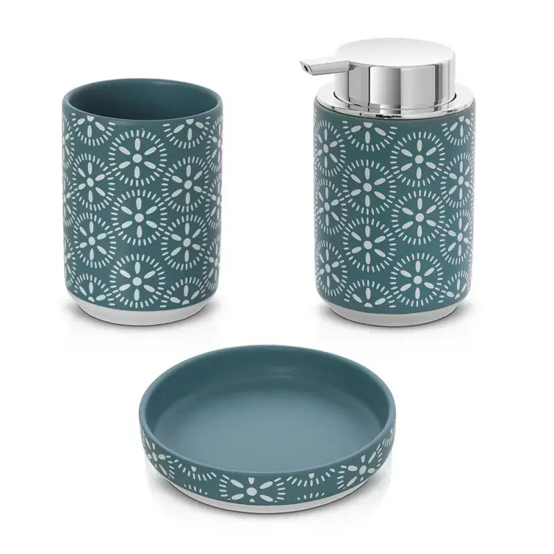 Ultime Pezzi Set accessori bagno 3 pezzi da appoggio in ceramica turchese cobalto Circus