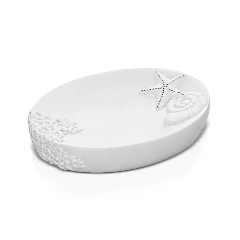 Prezzo Conveniente Porta sapone da appoggio in resina bianco con decoro marino Coral