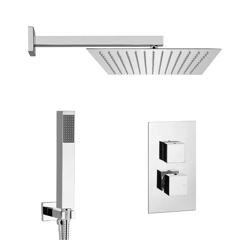 Promozione Esclusiva Set doccia incasso completo con soffione quadrato inox e kit doccia Torre