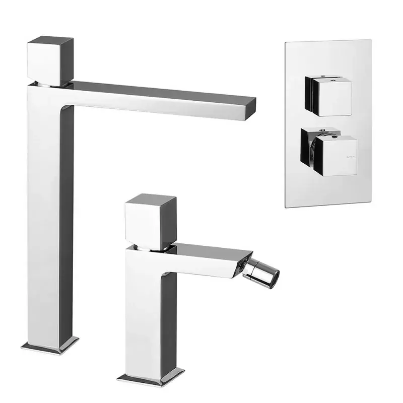 Set miscelatori lavabo alto bidet e doccia a incasso con deviatore Torre Sconto