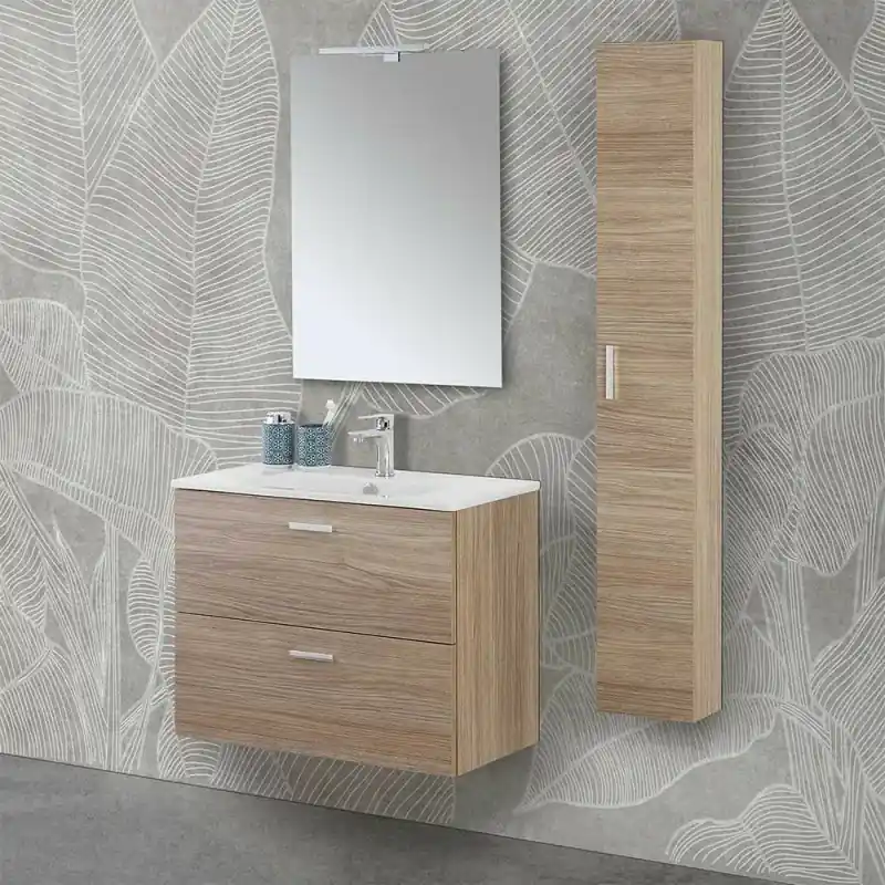 Super Prezzo Mobile bagno sospeso 80 rovere tropea con pensile 150 lavabo e specchio Martha