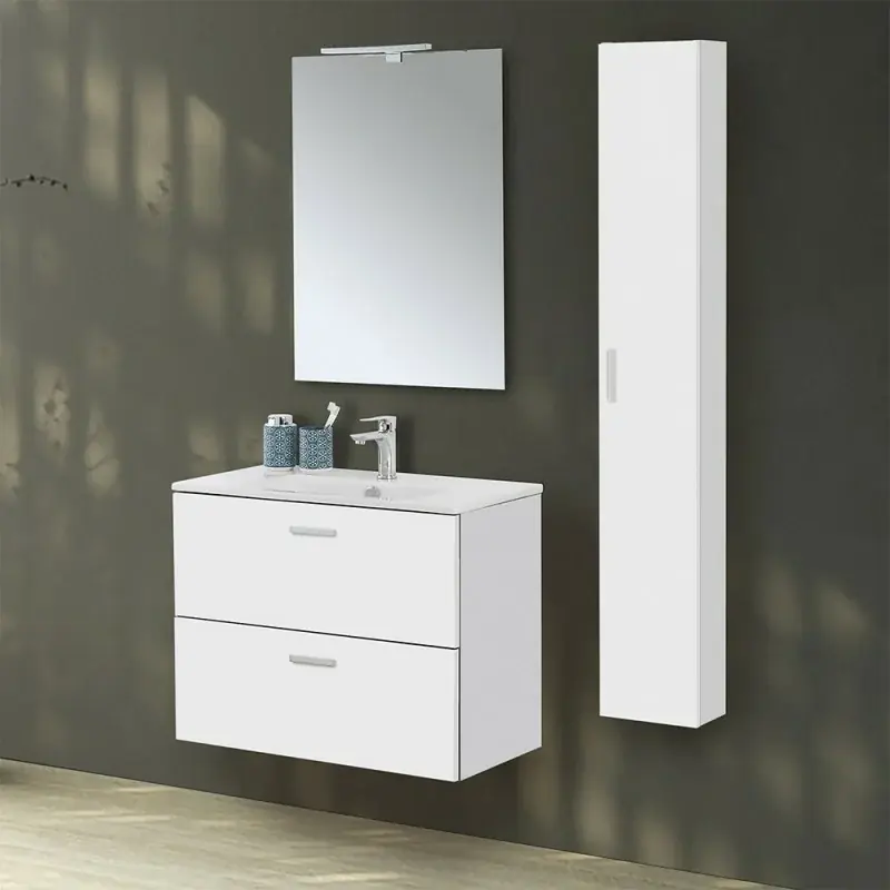 Mobile bagno sospeso 80 bianco con colonna pensile 150 Martha Affare
