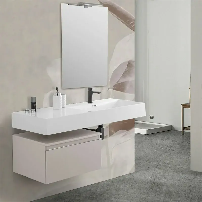 Solo Oggi Mobile bagno sospeso 60 cm grigio perla lavabo 120 destro e specchio Iside