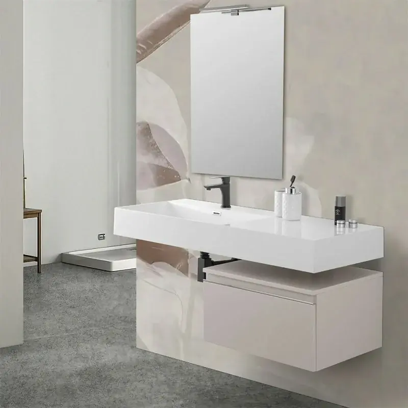 Mobile bagno sospeso 60 cm grigio perla lavabo 120 sinistro e specchio Iside Ultimissimo Modello