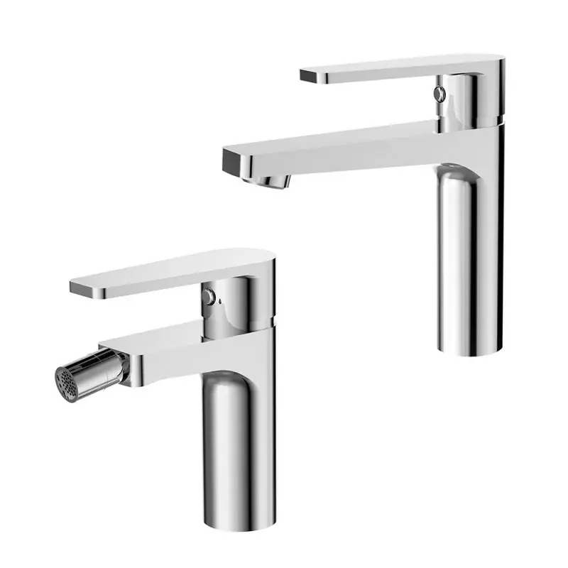 Offerta Limitata Rubinetti bagno in set per lavabo e bidet cromati Recta