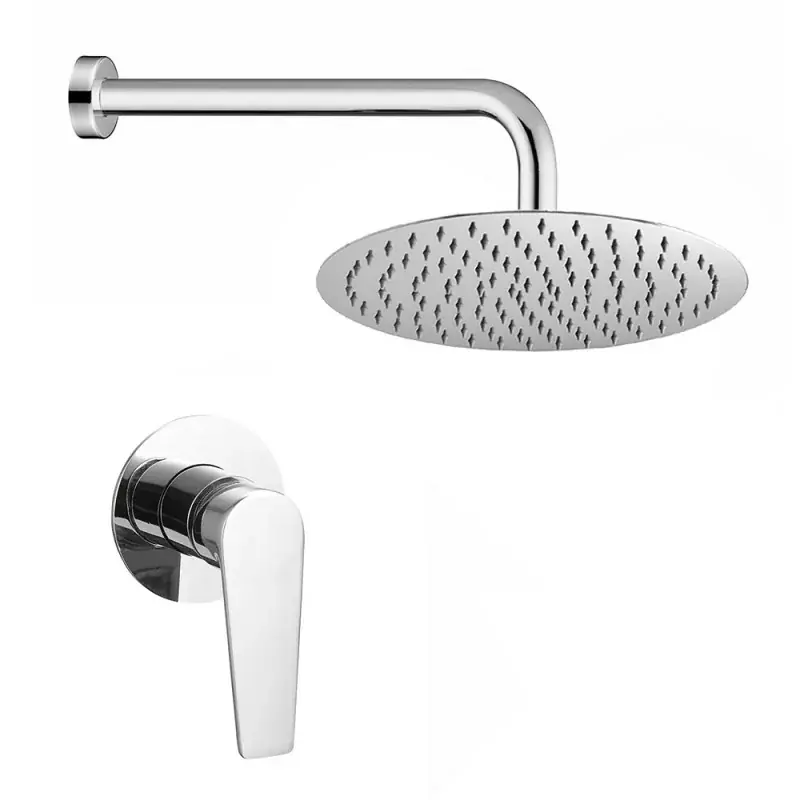 Kit doccia incasso cromato tondo con soffione 20 cm inox Recta Sconto