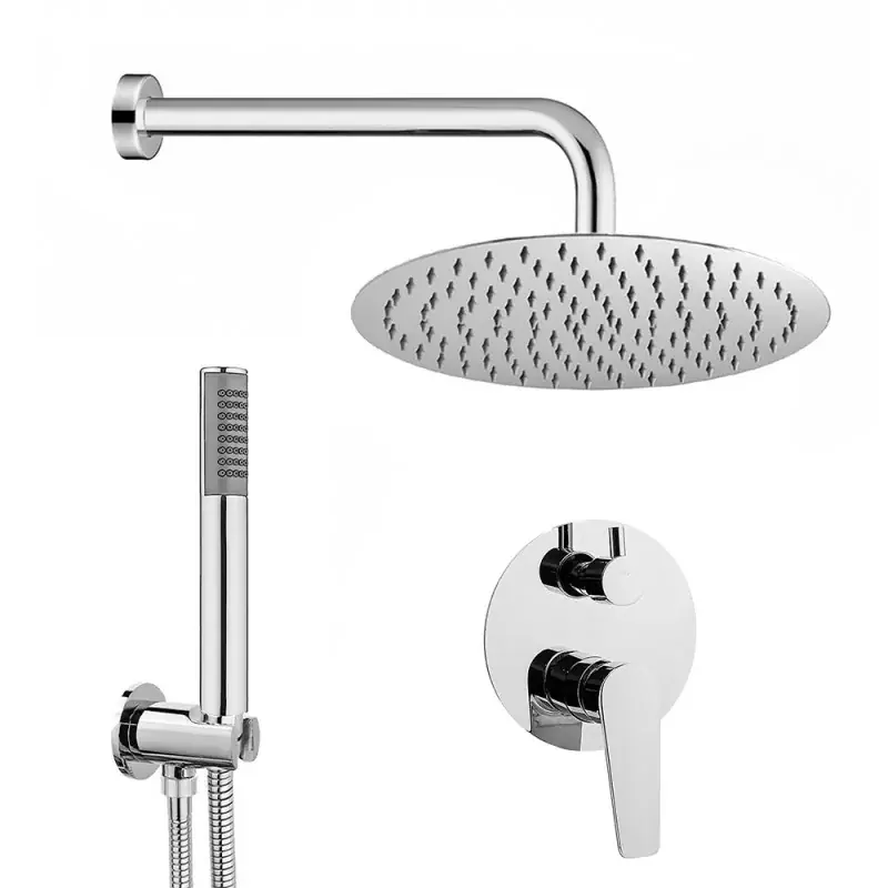 Offerta Kit doccia incasso cromato completo di soffione 20 cm inox e kit doccetta Recta