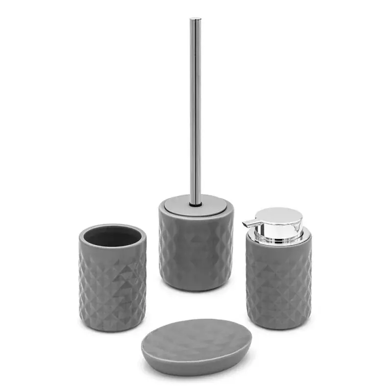 Set completo accessori bagno grigio in ceramica Cristal Solo Oggi