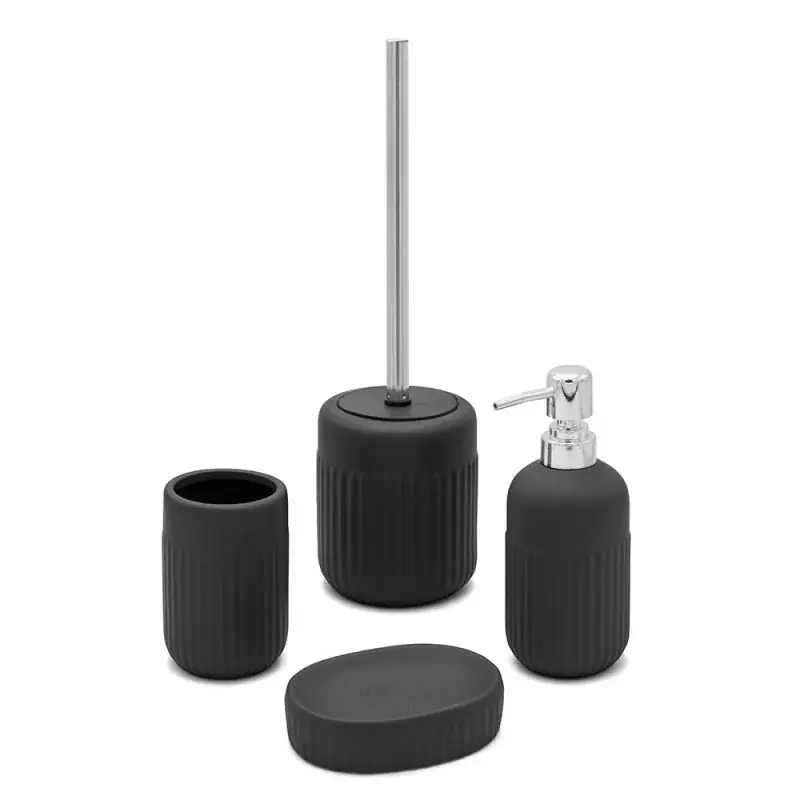 Set completo accessori bagno nero in ceramica Cup Di Tendenza