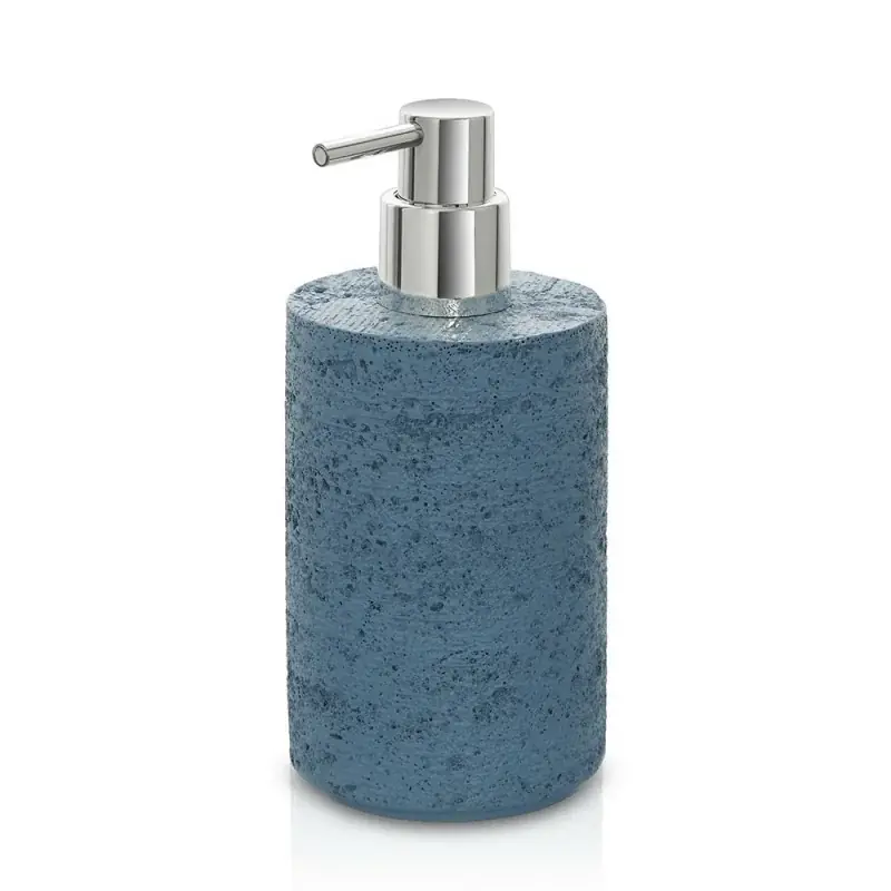 Dispenser sapone da appoggio turchese cobalto in resina effetto pietra Matera Vendita Finale