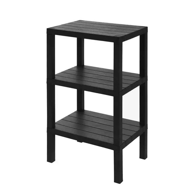Scaffale bagno 3 ripiani nero effetto legno in kit montaggio Buzz Spedito Oggi