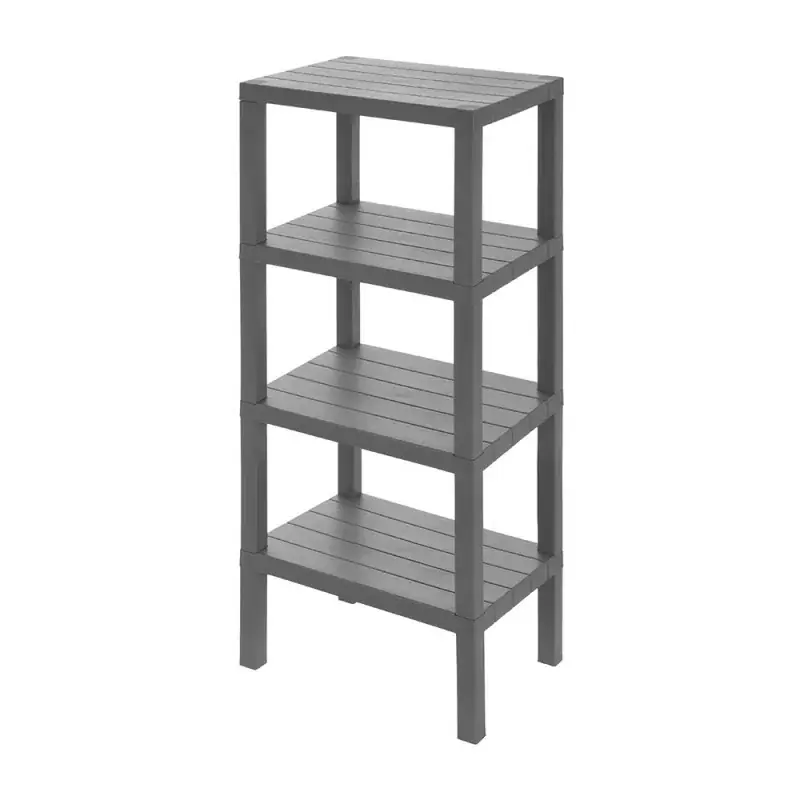 Scaffale bagno 4 ripiani grigio effetto legno in kit montaggio Buzz Pagamento Sicuro