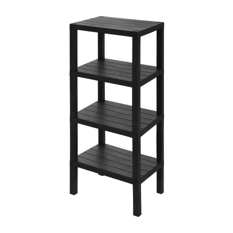 Scaffale bagno 4 ripiani nero effetto legno in kit montaggio Buzz Prezzo Conveniente
