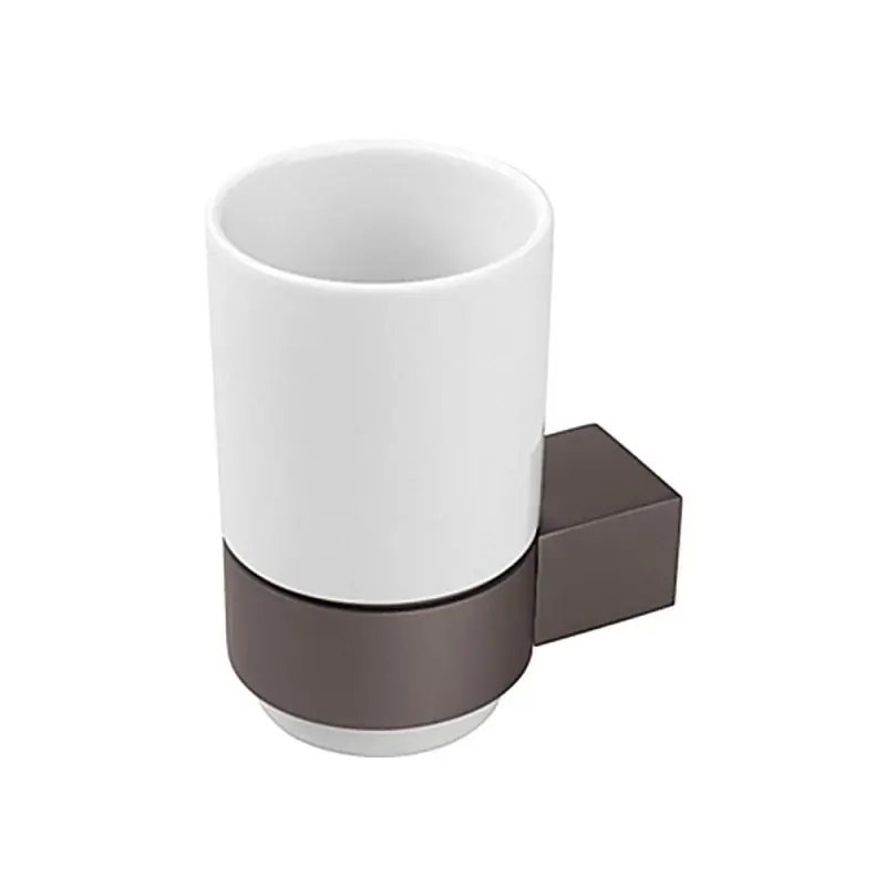 Ultima Occasione Bicchiere porta spazzolini a muro in acciaio grigio dal design moderno
