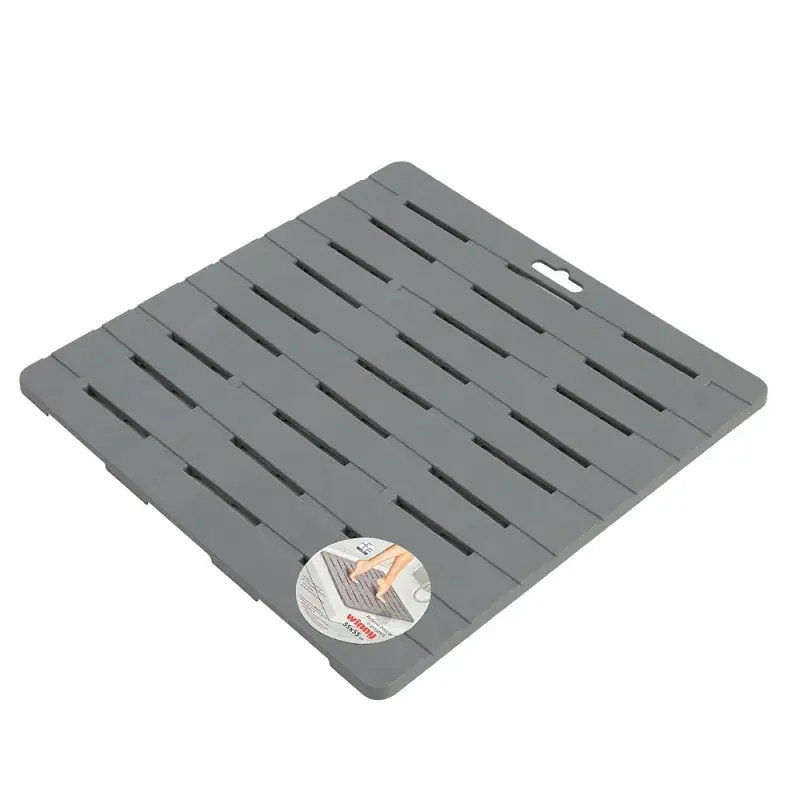 Pedana Doccia Grigia 55 x 55 in Plastica con Gommini Antiscivolo Offerta Speciale