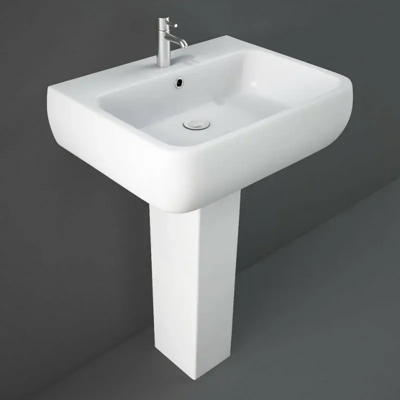 Lavandino con colonna 60x47 cm Rak serie Metropolitan in ceramica bianca lucida Ordina Subito