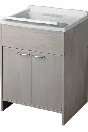 Offerta Lampo Mobile lavatoio rovere 60x50 con vasca e asse lavapanni in resina