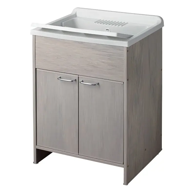 Offerta Lampo Mobile lavatoio rovere 60x50 con vasca e asse lavapanni in resina