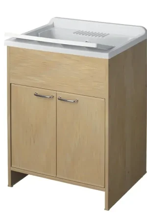 Pagamento Sicuro Mobile lavatoio frassino 60x50 con vasca e asse lavapanni in resina