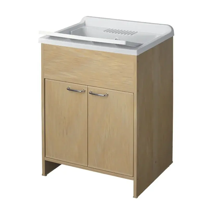 Pagamento Sicuro Mobile lavatoio frassino 60x50 con vasca e asse lavapanni in resina