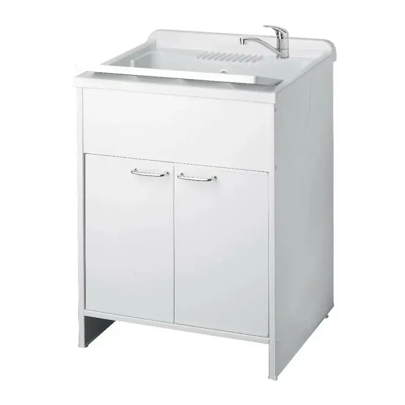 Vendita Finale Mobile lavatoio 60x50 cm vasca in resina con asse e kit di scarico
