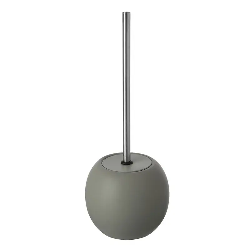 Prezzo Basso Portascopino Tondo Ceramica Grigio e manico in acciaio Oslo