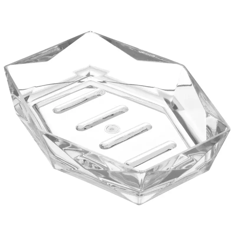 Porta Sapone Bianco Trasparente In Plastica ABS Diamante Prezzo Conveniente